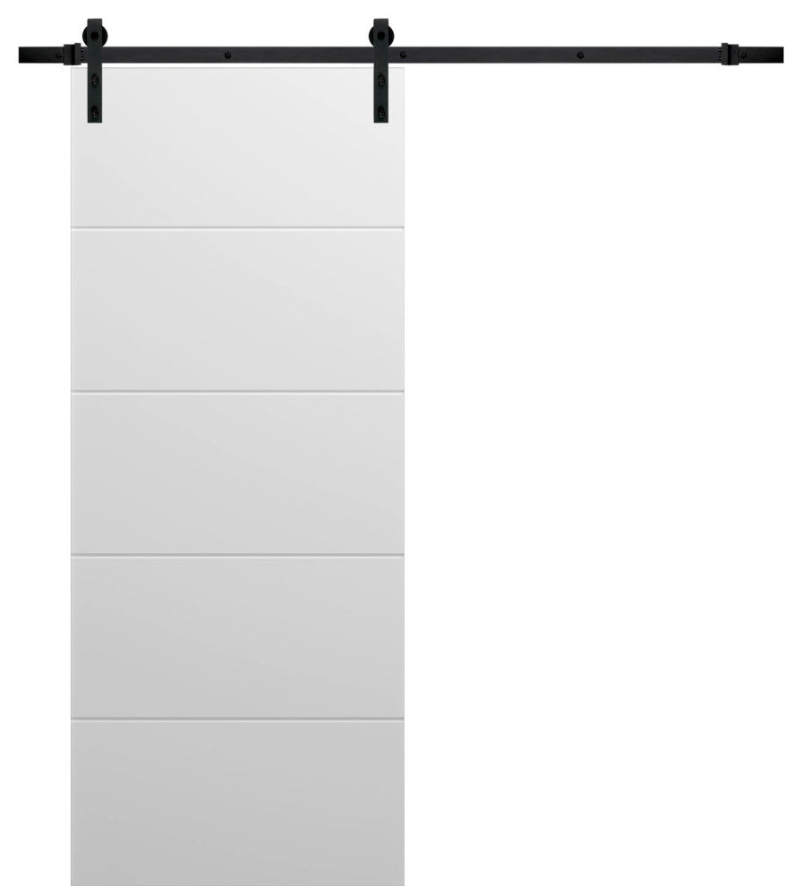 Barn Door 32 x 80, Planum 0770 Painted White, 6.6' Rail