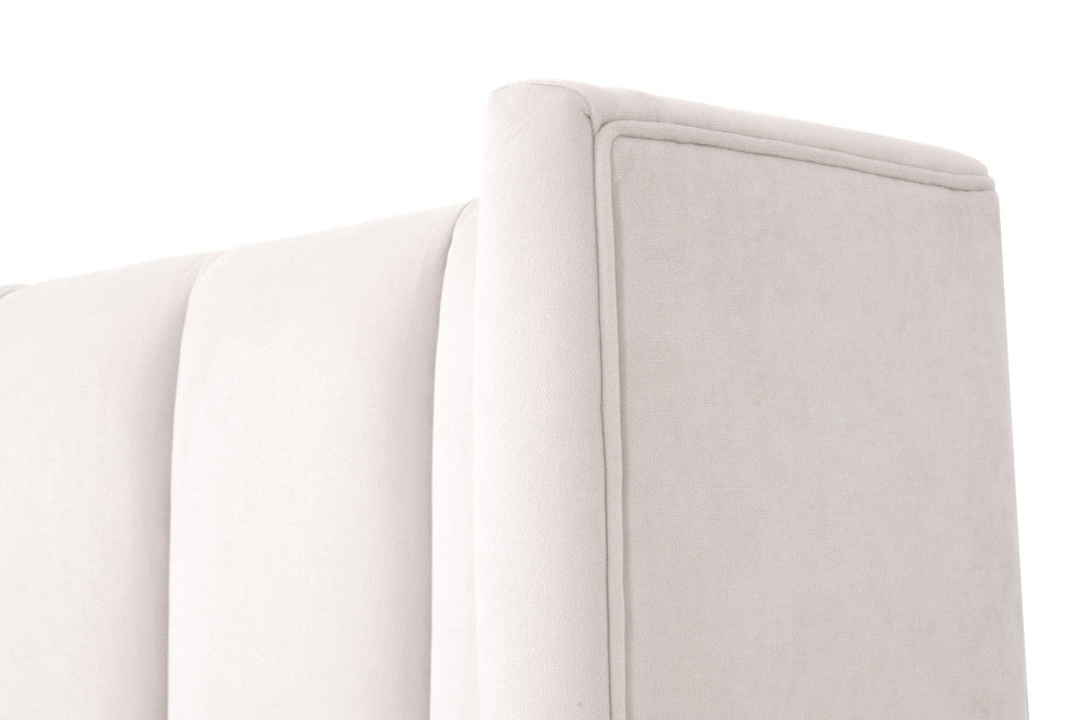 Chandler Bed, Cream Velvet, Natural Gray, Standard King