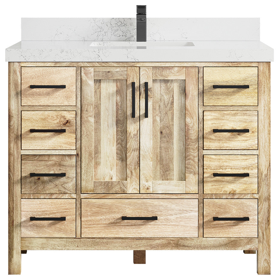 Malibu Mango 42 Single Sink Bath Vanity in White Washed 2" Empira Quartz