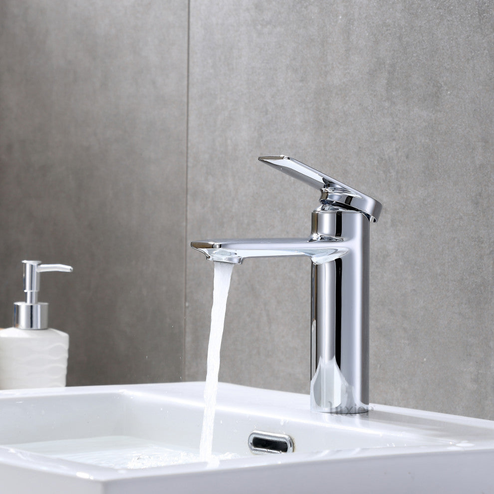 Luxier BSH07-S Single-Handle Bathroom Faucet with Drain, Chrome