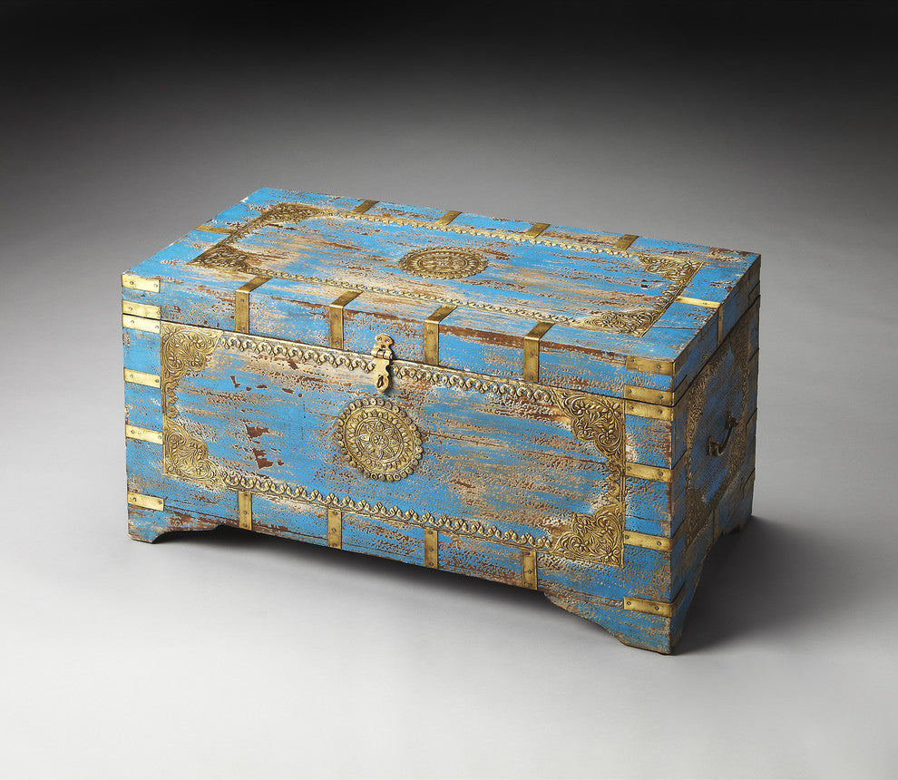 Butler Neela Painted Brass Inlay Storage Trunk