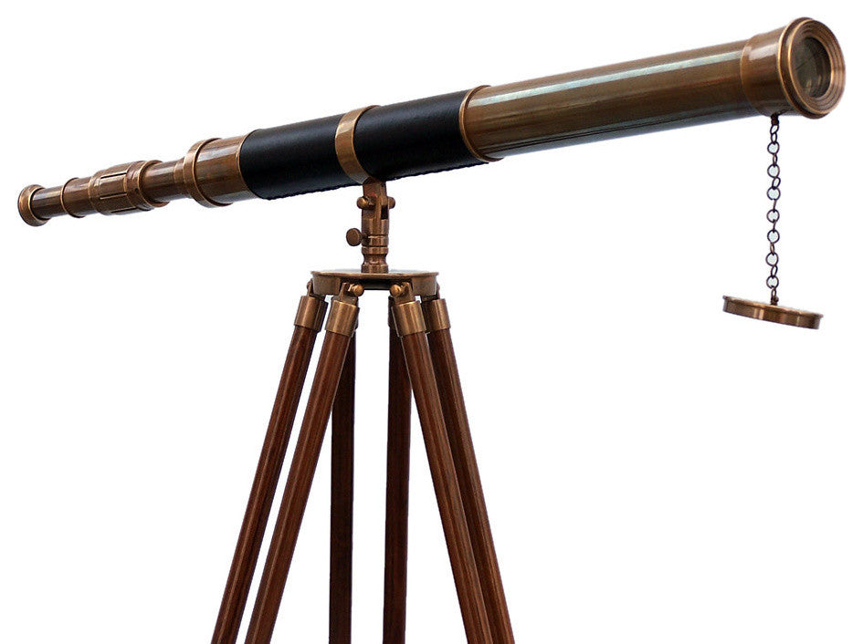 Admiral Floor Standing Antique Brass Telescope 60'', Nautical Telescope