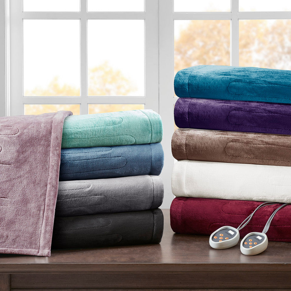Beautyrest Heated Plush Heated Plush Blanket, Black