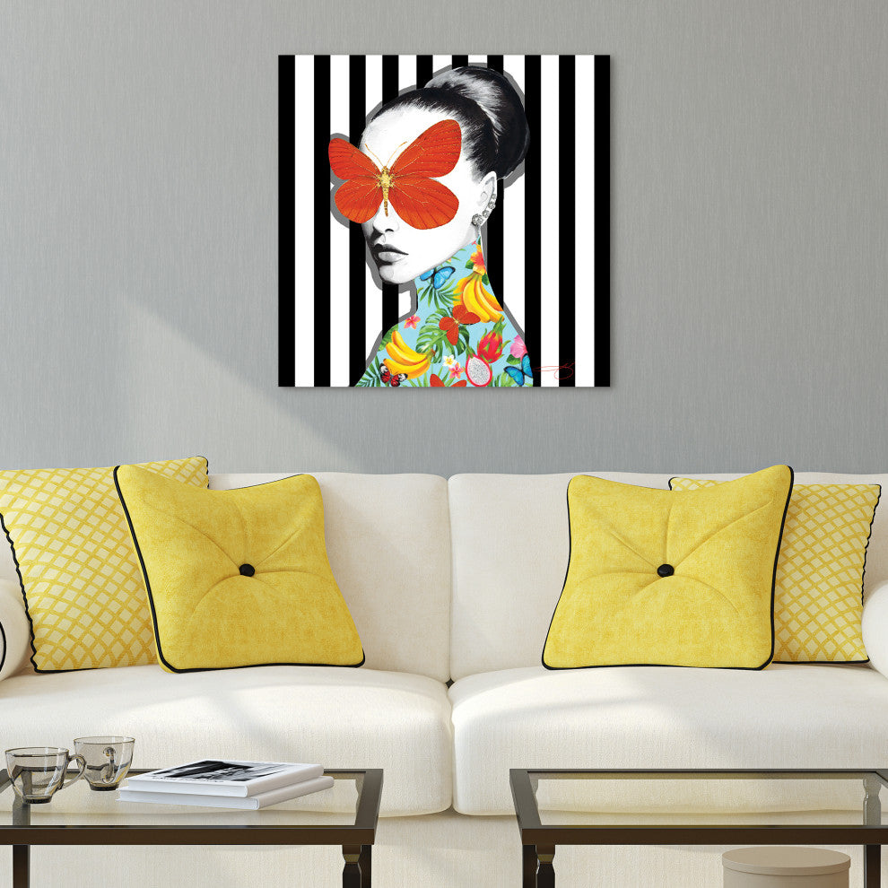 Beautiful Woman Printed Wall Art Unframed Free Floating Tempered Glass