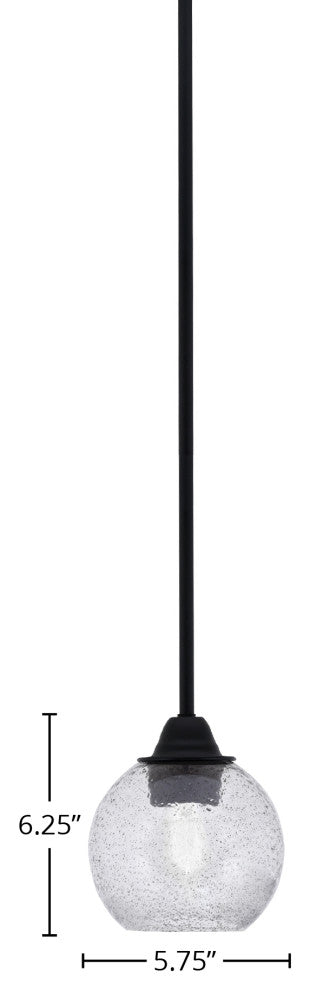 Paramount Mini Pendant, Matte Black, 5.75" Smoke Bubble Glass
