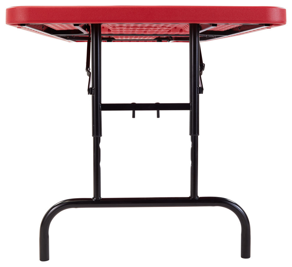 NPS BTA Series 30x72" Height Adjust Plastic Heavy Duty Folding Table in Red