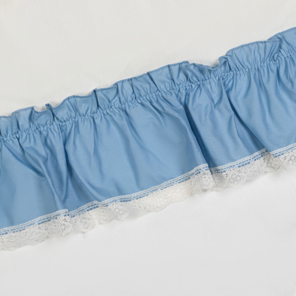 Madelyn Ruffled Victorian Priscilla Pair with Tiebacks, Slate, 100"x63"