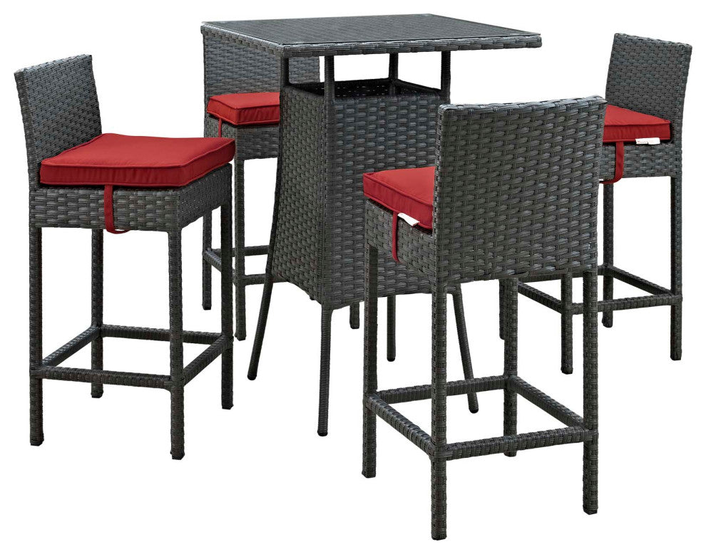 Sojourn 5 Piece Outdoor Patio Sunbrella Modern Pub Set