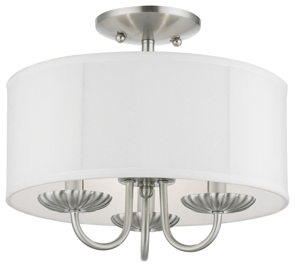 Livex Lighting 3 Light Brushed Nickel Semi-Flush Mount