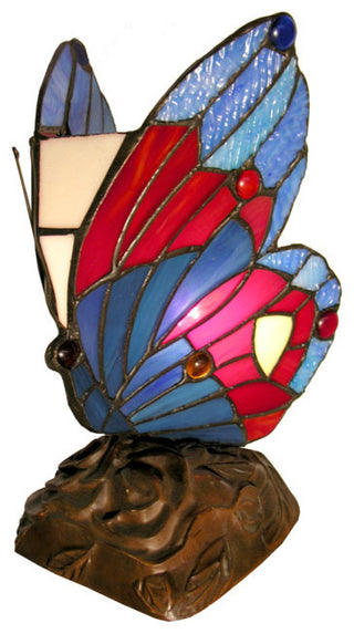 Tiffany Style Blue Butterfly Accent Lamp
