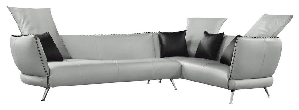 Modern Vitali Light Grey Microfiber Leather Sectional - Right Chaise