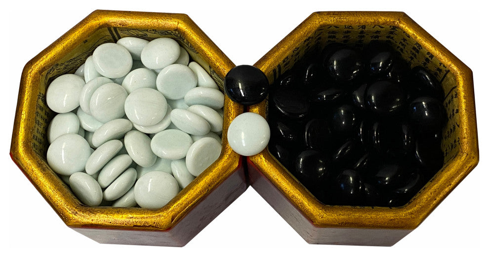 Chinese Oriental Black White "GO" Weichi Chess Folding Board Game Set Hws1798
