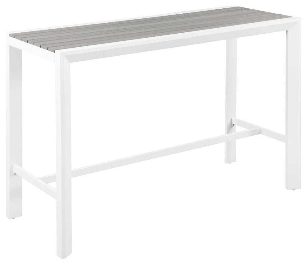 Nizuc Outdoor Rectangular Patio Bar Table, Light Gray