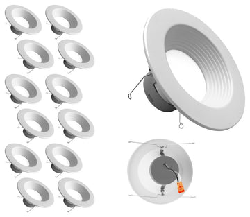 DLR566121203KWHBF-12 5/6", White 1200 Lumen Recessed LED Downlight,12 Pack