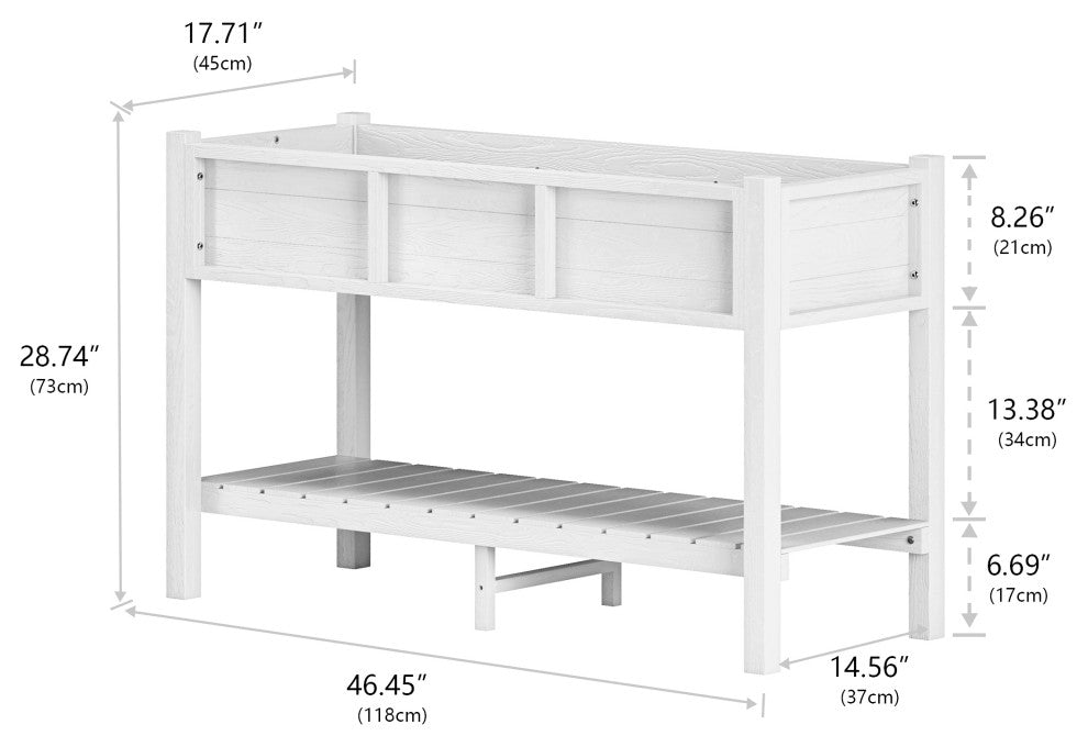 Rectangular Garden Planter Box Raised Garden Bed for Outdoor Balcony, White