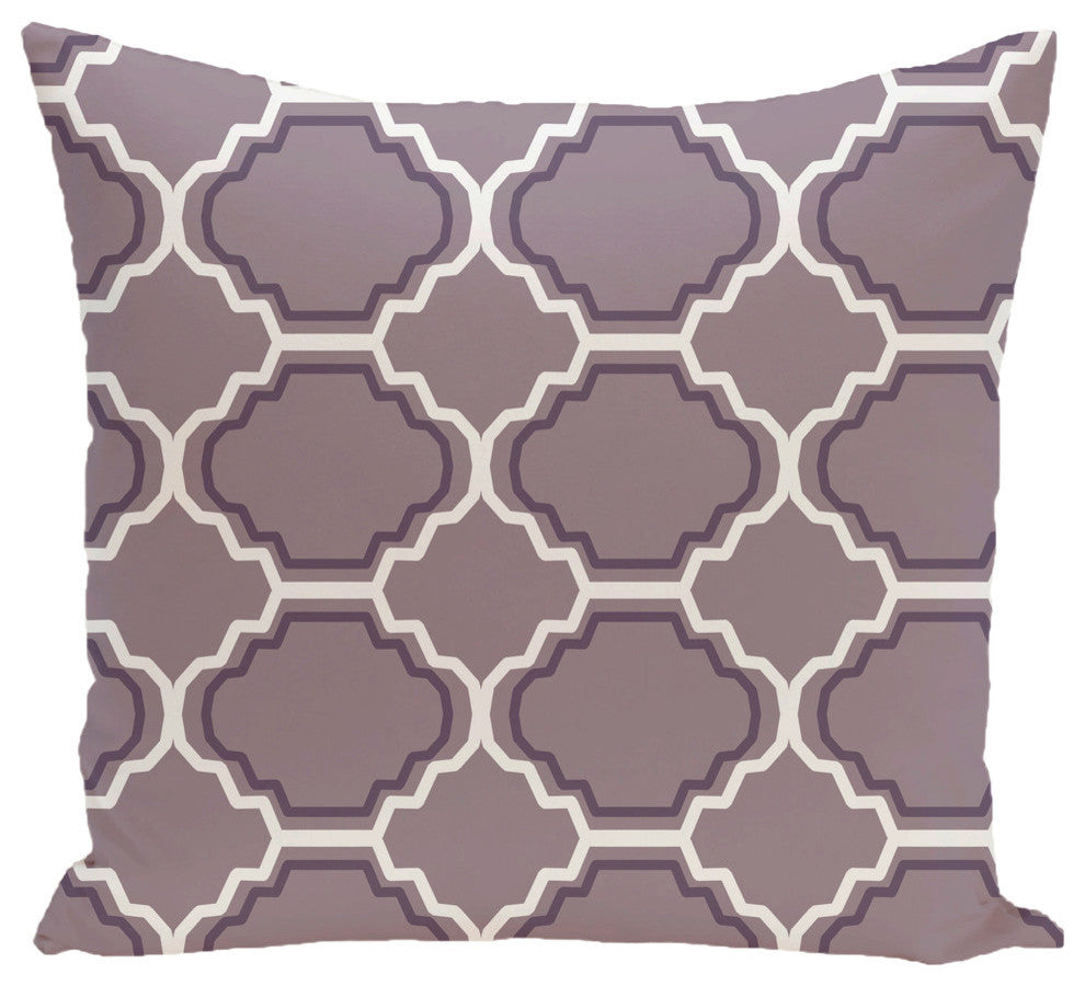 Road To Morocco Geometric Print Pillow, Smog, 18"x18"