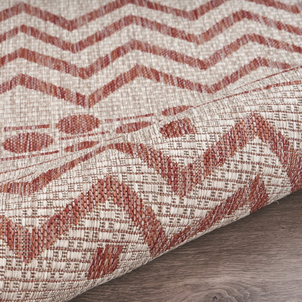 5" x 8" Red Zigzag Indoor Outdoor Area Rug