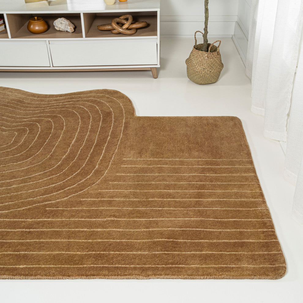 Bohemian Abstract Striped Handwoven Wool Rug