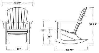 Polywood Seashell Rocking Chair, Mahogany