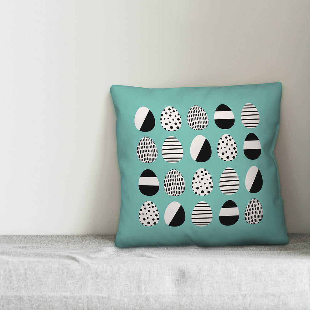 Retro Easter Egg Pattern 16x16 Throw Pillow Cover