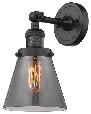 Small Cone 1-Light LED Sconce, Matte Black, Glass: Smoked