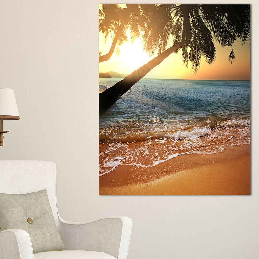 "Beautiful Sunset on Tropical Beach" Seashore Canvas Print, 16"x32"