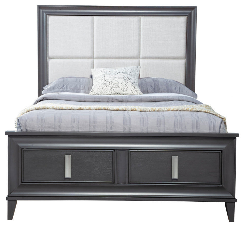 Lorraine California King Storage Footboard Platform Bed, Dark Grey