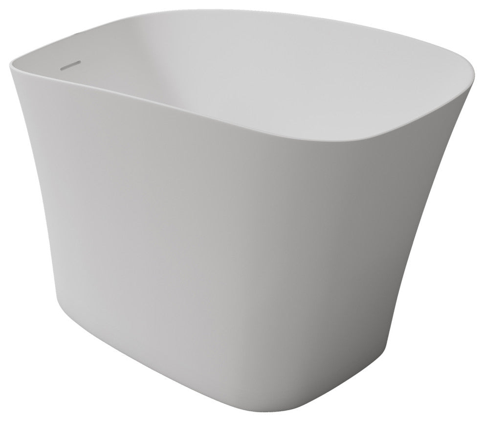 51 Inch Solid Surface Freestanding Soaking Bathtub in White with Drain
