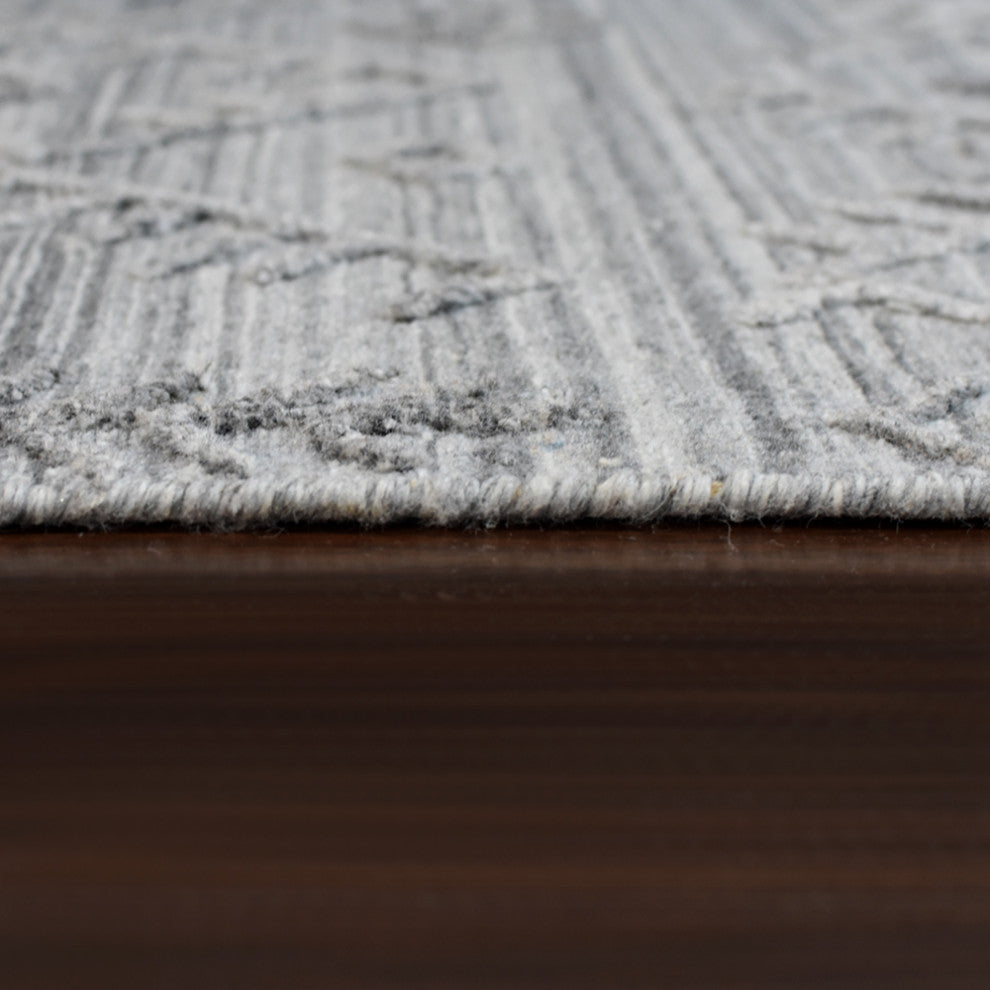 HAND WOVEN FLAT WEAVE KILIM POLYESTER AREA RUGS -Rectangle,Silver,Geometric, [Runner] 2'6''x10'
