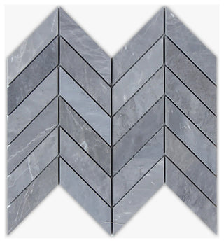 Mountain Gray Honed 1x4 Chevron Marble Mosaic