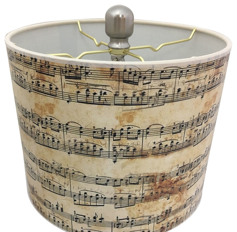28" Crystal Buffet Lamp With Musical Notes Shade, Brushed Nickel, Set of 2