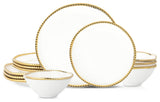 Christian Siriano Akoya Porcelain 12-Piece Dinnerware Set, White