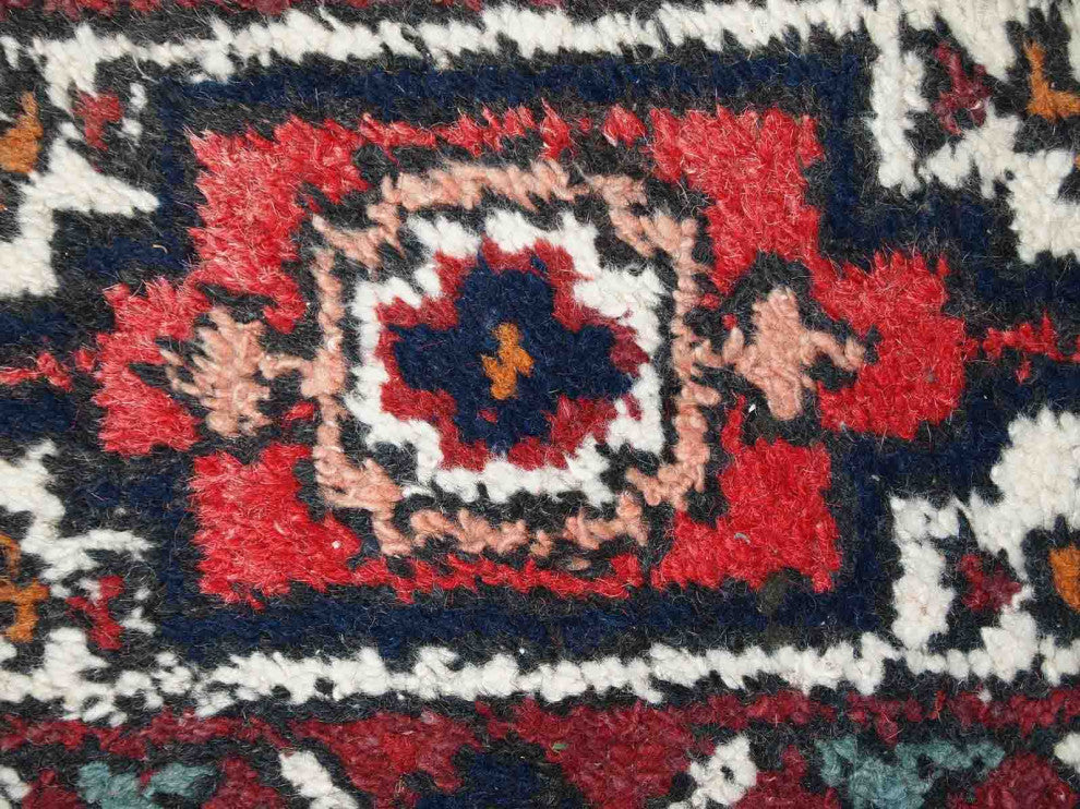 Handmade vintage Persian Hamadan rug 1.3' x 1.9' (41cm x 59cm) 1970s