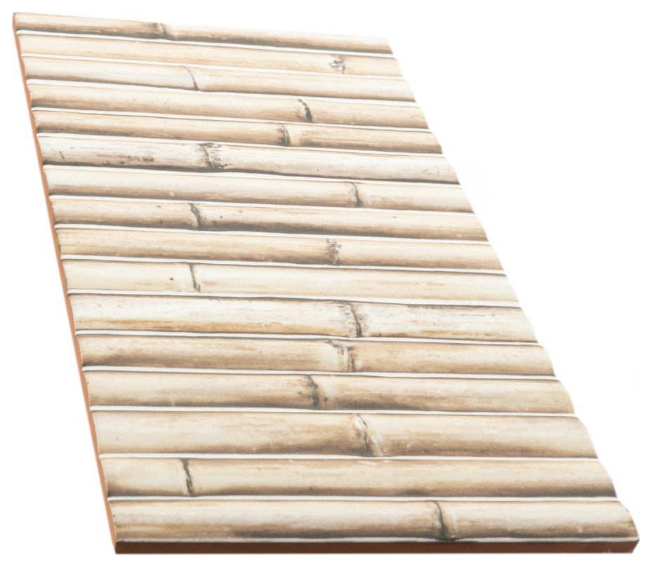 Bamboo Haven Sandy White Ceramic Wall Tile Sample