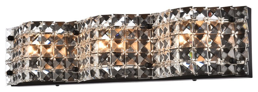 Taylor 3 Light Bath Sconce, Black With Clear Crystals