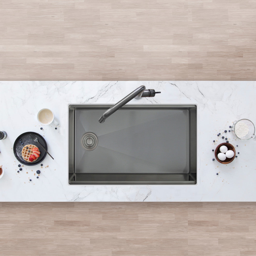 STYLISH 33 Undermount 33" Workstation 16G Single-Bowl Graphite Kitchen Sink