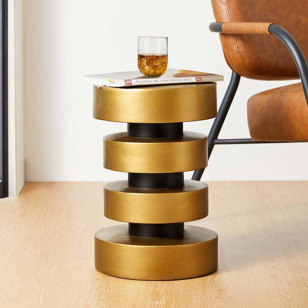 Antique Gold MGO Floating Disks Side Table