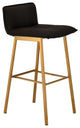 Sabrina Bar Stool, Black Naugahyde Leather, Brushed Gold