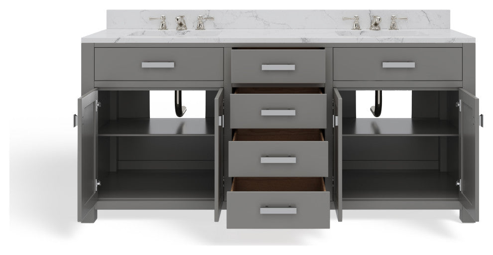 The Polaris Bathroom Vanity, Cashmere Gray, 72", Double Sink, Freestanding