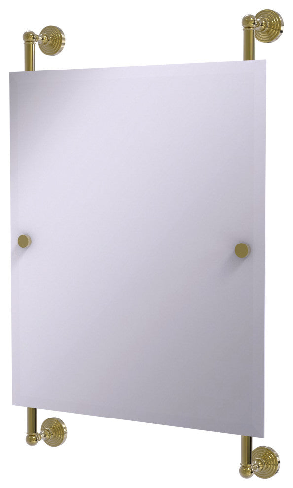 Waverly Place Rectangular Frameless Rail Mounted Mirror, Unlacquered Brass