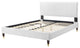 Platform Bed Frame, Full Size, Velvet, White, Modern Contemporary, Bedroom