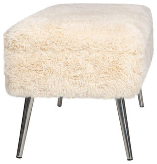 Huggy Luxury Plush Faux Fur Upholstered Storage Bench - Sand