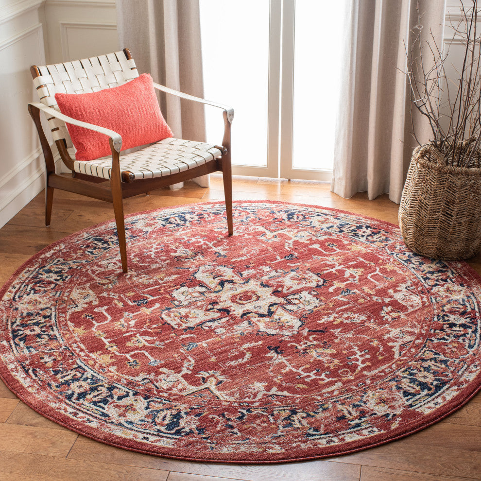 Safavieh Charleston CHL411Q Rug, Red/Ivory, 6'7" X 6'7" Round