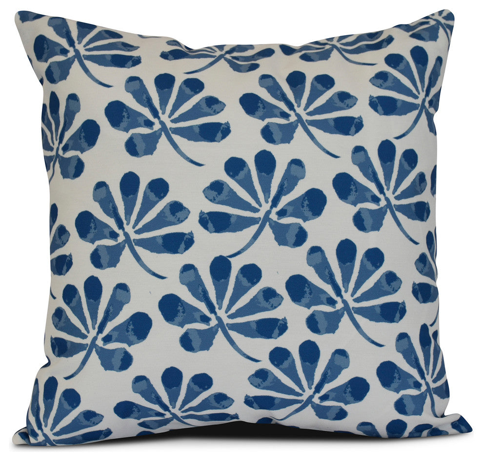 26x26", Ina, Floral Print Pillow, Blue