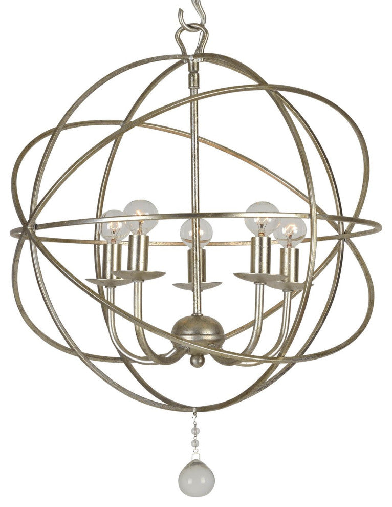 Crystorama Lighting Group 9224 Solaris 5 Light 17"W Cage Pendant - Olde Silver
