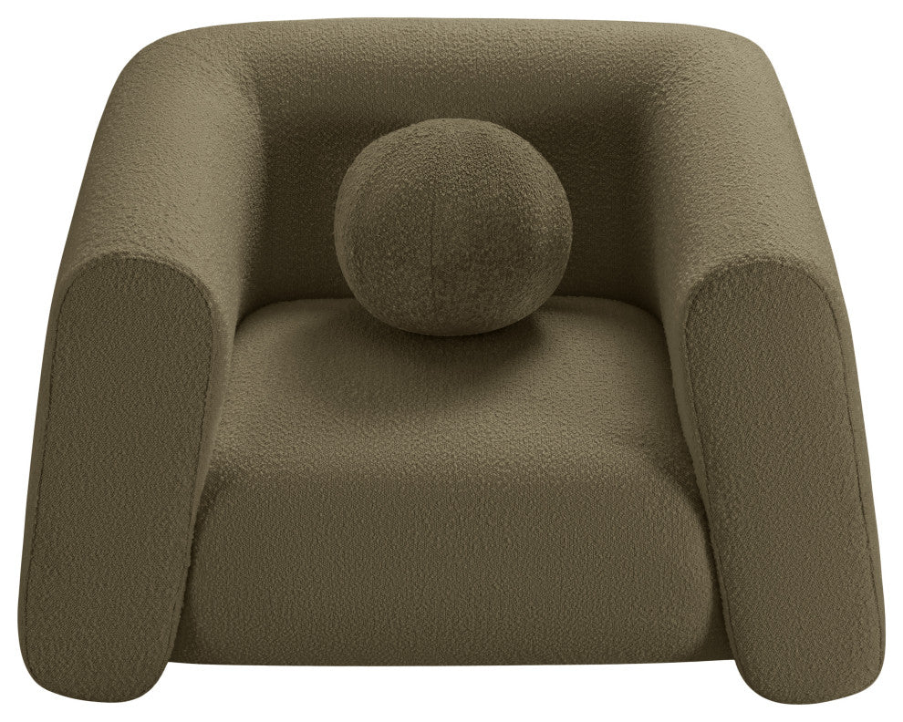 Abbington Boucle Fabric Upholstered Chair, Olive