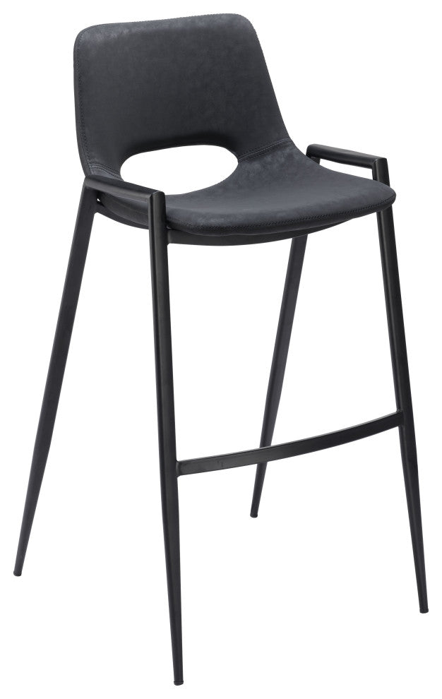 Desi Barstool Chair, Set of 2 Black