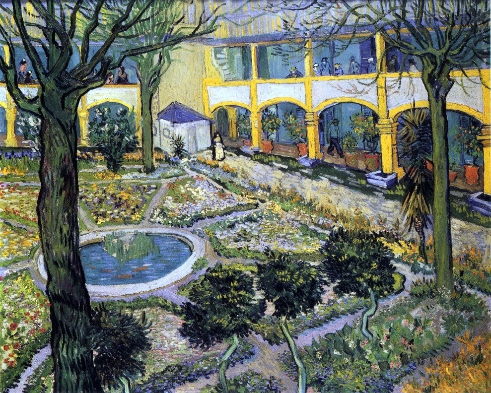 Vincent Van Gogh Courtyard of the Hospital in Arles Gallery Wrapped Canvas Print
