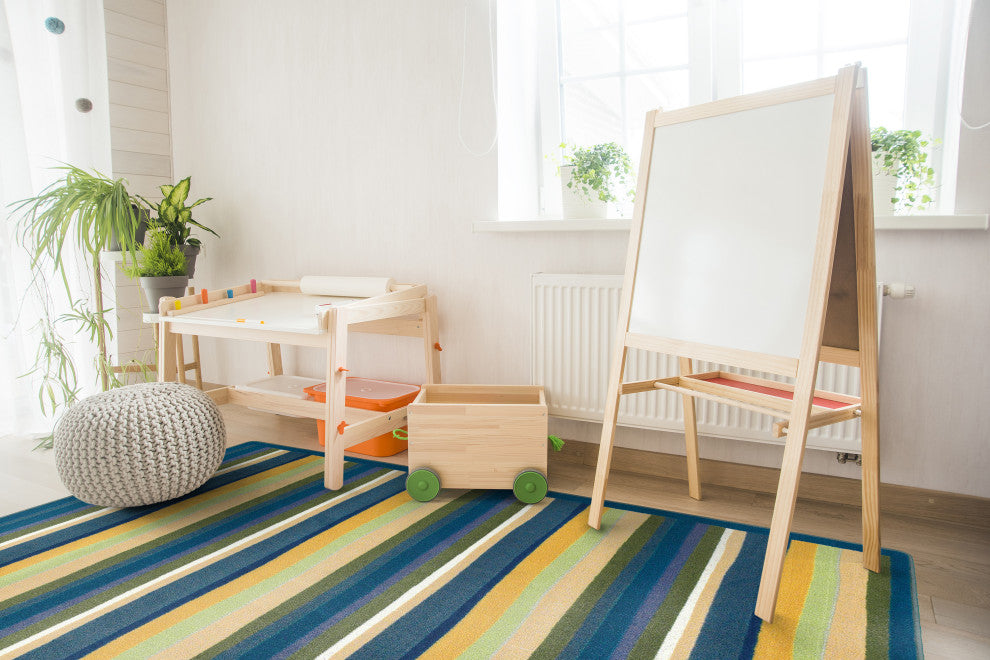 Kid Essentials Rug, Yipes Stripes, Bold, 5'4"x7'8"