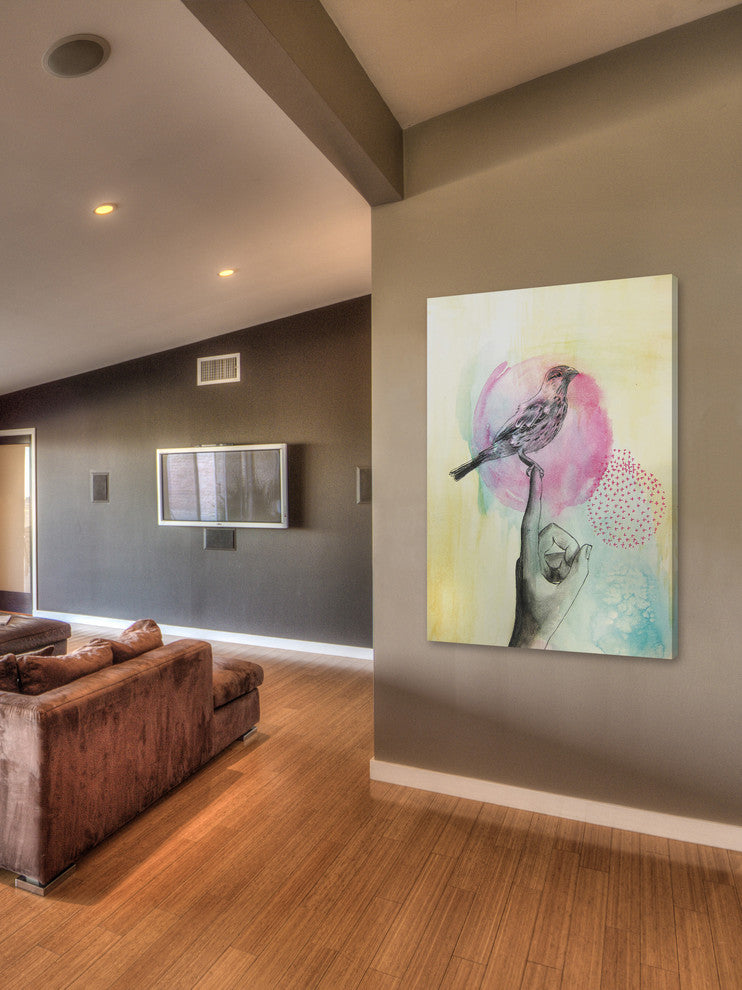 Marmont Hill, "Bird Rest" by Christine Lindstrom Print on Wrapped Canvas, 24x36